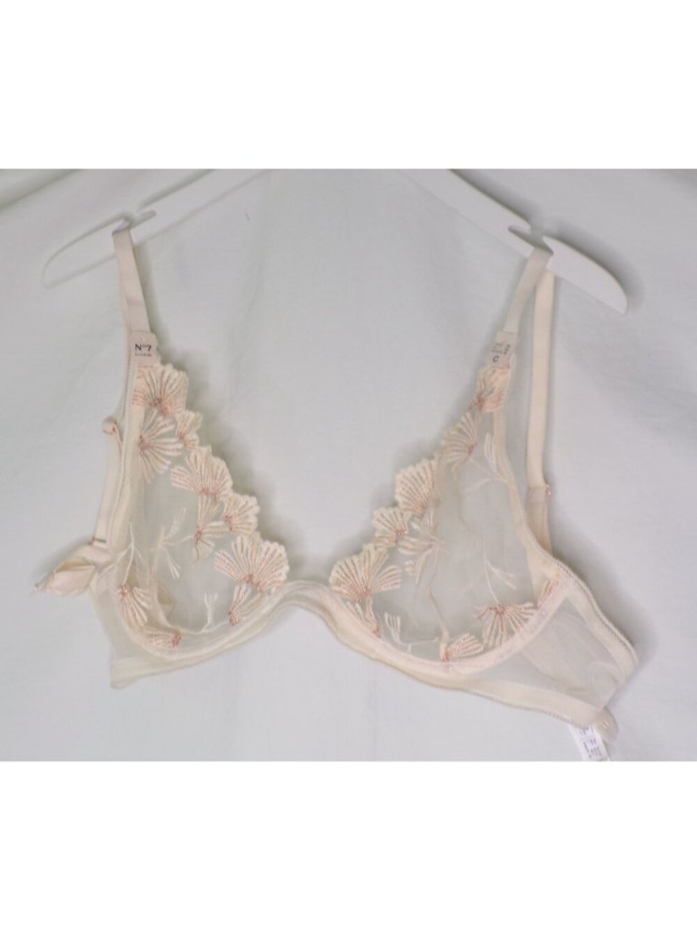 🆕ETAM Sheer Mesh Palmes Triangle Bralette Bra 36C Cream Gold - Picture 7 of 8